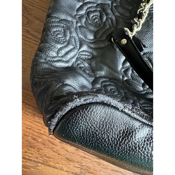 Betsy Johnson Black & White Roses Satchel Tote - Picture 10 of 13